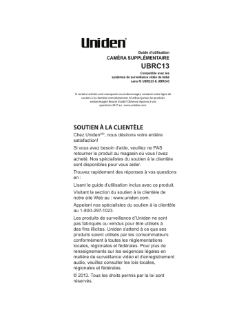 Manuel du propriétaire | Uniden UBRC13 Manuel utilisateur | Fixfr