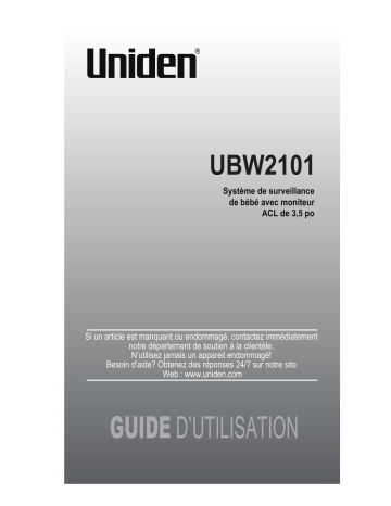 Manuel du propriétaire | Uniden UBW2101 Manuel utilisateur | Fixfr
