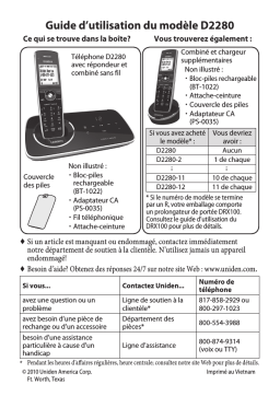 Uniden D2280 Manuel utilisateur