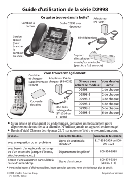 Uniden D2998 Manuel utilisateur