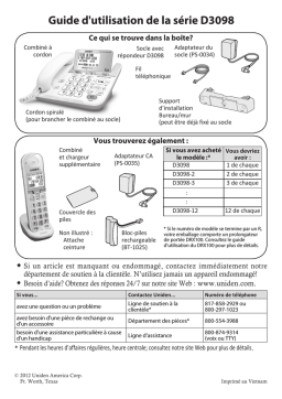 Uniden D3098 Manuel utilisateur