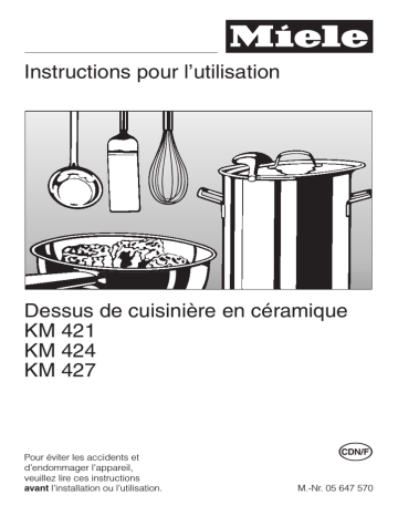 Manuel du propriétaire | Miele KM421 Manuel utilisateur | Fixfr