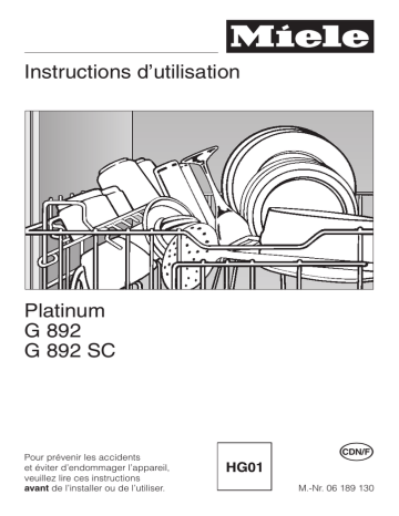 Manuel du propriétaire | Miele G892 Manuel utilisateur | Fixfr