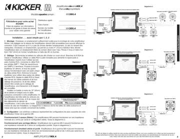 Manuel du propriétaire | Kicker 2007 MX350.4 Manuel utilisateur | Fixfr