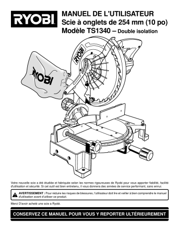 Manuel du propriétaire | Ryobi TS1346 Manuel utilisateur | Fixfr