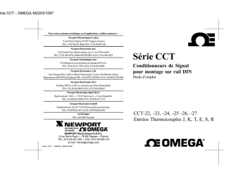 Manuel du propriétaire | Omega CCT-22, -23, -24, -25 -26, -27 Manuel utilisateur | Fixfr