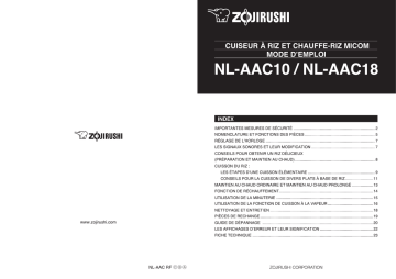 Manuel du propriétaire | Zojirushi NL-AAC10/18 Manuel utilisateur | Fixfr