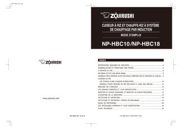 Manuel du propriétaire | Zojirushi NP-HBC10/18 Manuel utilisateur | Fixfr