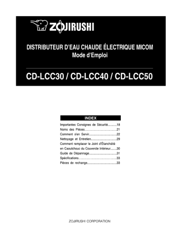 Manuel du propriétaire | Zojirushi CD-LCC30/40/50 Manuel utilisateur | Fixfr