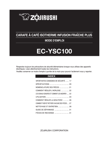 Manuel du propriétaire | Zojirushi EC-YSC100 Manuel utilisateur | Fixfr