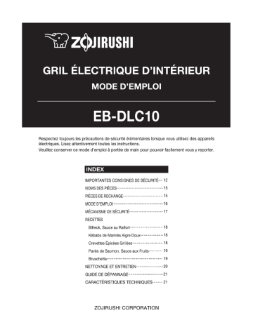 Manuel du propriétaire | Zojirushi EB-DLC10 Manuel utilisateur | Fixfr