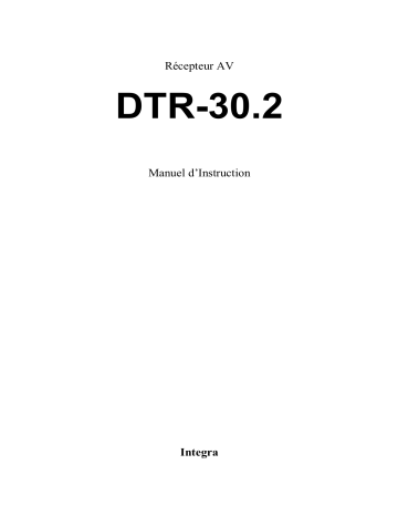 Manuel du propriétaire | Integra DTR-30.2 Receiver Manuel utilisateur | Fixfr