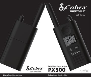 Manuel du propriétaire | Cobra PX500 Walkie Talkie Manuel utilisateur | Fixfr