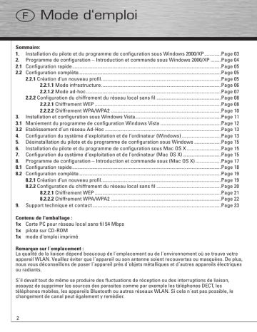 Manuel du propriétaire | Hama 00062767 Wireless LAN PC Card 54 Mbps Manuel utilisateur | Fixfr