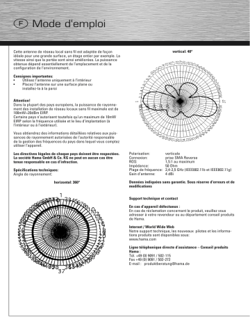 Manuel du propriétaire | Hama 00062771 WLAN Antenna 4dBi Manuel utilisateur | Fixfr