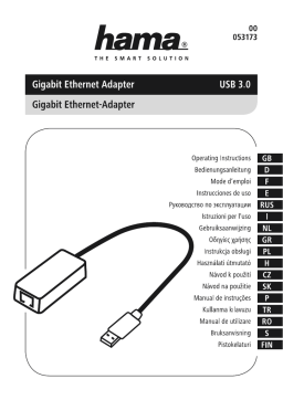 Hama 00053173 USB 3.0 Gigabit Ethernet Adapter, 10/100/1000 Mbps Manuel utilisateur