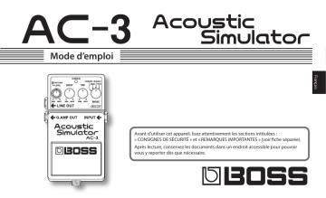 Manuel du propriétaire | Boss AC-3 Acoustic Simulator Manuel utilisateur | Fixfr