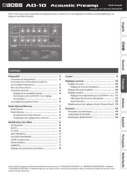 Boss AD-10 Acoustic Preamp Manuel utilisateur