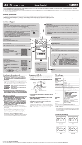 Manuel du propriétaire | Boss BB-1X Bass Driver Manuel utilisateur | Fixfr