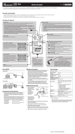 Manuel du propriétaire | Boss CE-2W Chorus Manuel utilisateur | Fixfr