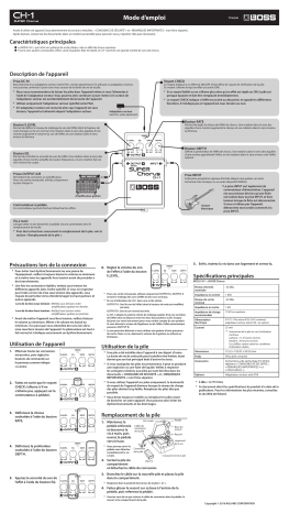 Manuel du propriétaire | Boss CH-1 Super Chorus Manuel utilisateur | Fixfr