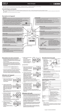 Manuel du propriétaire | Boss DD-3 Digital Delay Manuel utilisateur | Fixfr