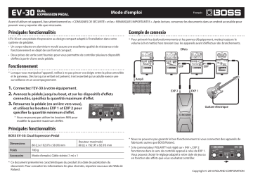 Manuel du propriétaire | Boss EV-30 Dual Expression Pedal Manuel utilisateur | Fixfr