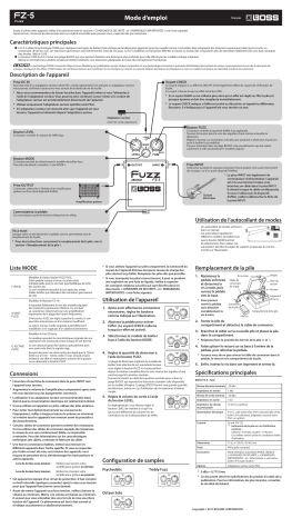 Manuel du propriétaire | Boss FZ-5 Fuzz Manuel utilisateur | Fixfr