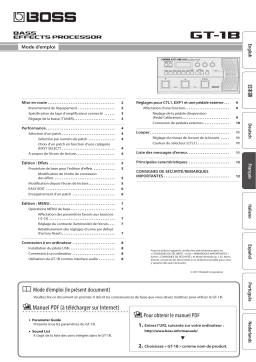 Boss GT-1B Bass Effects Processor Manuel utilisateur