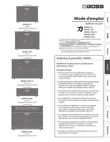 KATANA-Artist | KATANA-HEAD | KATANA-50 | Manuel du propriétaire | Boss KATANA-100/212 Guitar Amplifier Manuel utilisateur | Fixfr