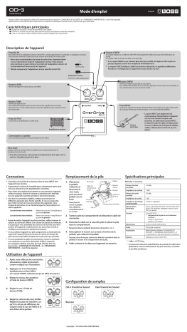 Manuel du propriétaire | Boss OD-3 OverDrive Manuel utilisateur | Fixfr