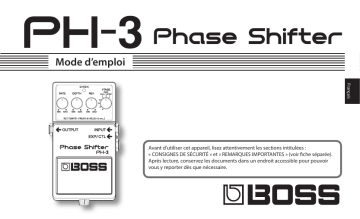 Manuel du propriétaire | Boss PH-3 Phase Shifter Manuel utilisateur | Fixfr
