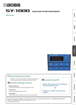 Boss SY-1000 Guitar Synthesizer Manuel utilisateur