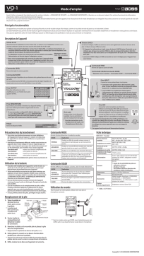 Boss VO-1 Vocoder Manuel utilisateur