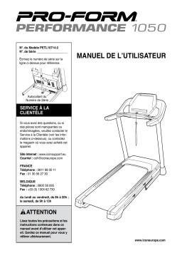 ProForm Performance 1050 TREADMILL Manuel utilisateur