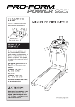 ProForm Power 995i TREADMILL Manuel utilisateur