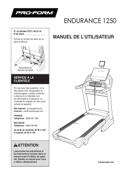 ProForm Endurance 1250 TREADMILL Manuel utilisateur