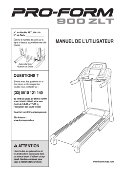 ProForm 900ZLT TREADMILL Manuel utilisateur