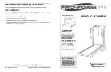 PETL1702 | Manuel du propriétaire | ProForm 525TL TREADMILL Manuel utilisateur | Fixfr