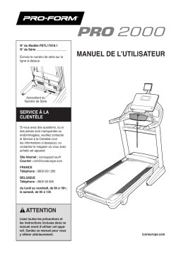 ProForm Pro 2000 TREADMILL Manuel utilisateur