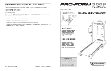 Manuel du propriétaire | ProForm PETL3013 360 P TREADMILL Manuel utilisateur | Fixfr