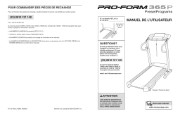 ProForm PETL3113 365 TREADMILL Manuel utilisateur