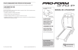 ProForm PETL37905 370P TREADMILL Manuel utilisateur