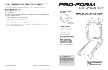 Manuel du propriétaire | ProForm PETL37905 370P TREADMILL Manuel utilisateur | Fixfr