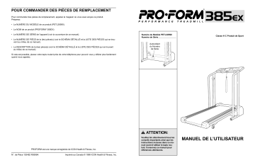 Manuel du propriétaire | ProForm PETL3859 385 TREADMILL Manuel utilisateur | Fixfr