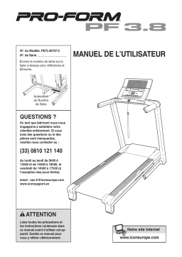 ProForm 3.8 TREADMILL Manuel utilisateur