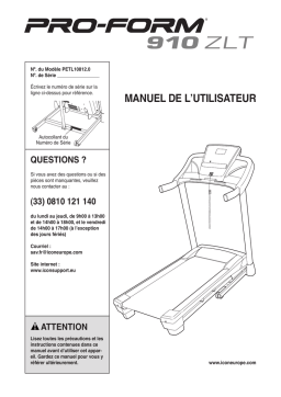 ProForm 910 ZLT TREADMILL Manuel utilisateur