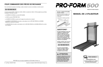 Manuel du propriétaire | ProForm PETL5000 500 TREADMILL Manuel utilisateur | Fixfr