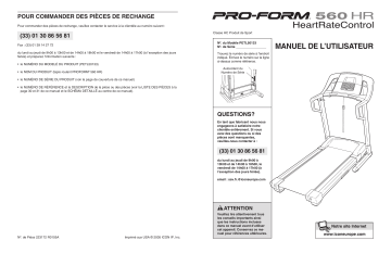 PETL5013 | Manuel du propriétaire | ProForm 560 TREADMILL Manuel utilisateur | Fixfr