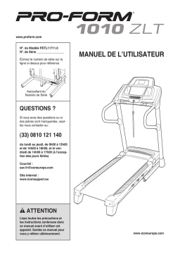 ProForm 1010 ZLT TREADMILL Manuel utilisateur